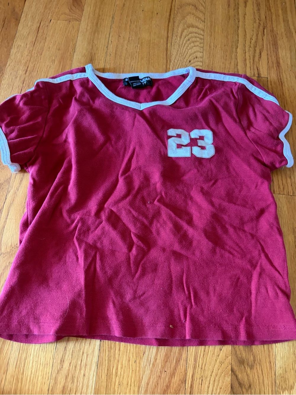 Streetwear Society Pink Athletic Tee with White Trim and '23' Graphic